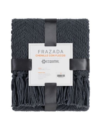 FRAZADA CHENILLE CON FLECOS