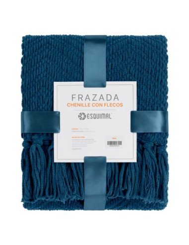 FRAZADA CHENILLE CON FLECOS