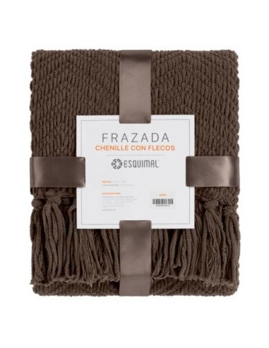 FRAZADA CHENILLE CON FLECOS