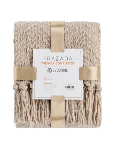 FRAZADA CHENILLE CON FLECOS