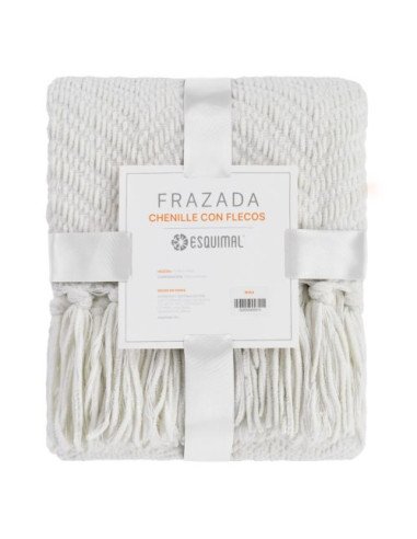 FRAZADA CHENILLE CON FLECOS